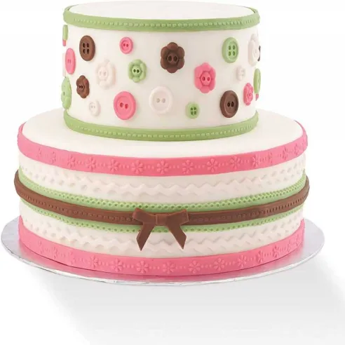 Molde de Silicon para Fondant de Disenos de Telas, Color Rosado, 5 x 5 Pulgadas WILTON 409-2563