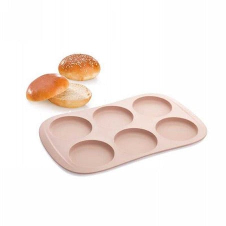 Molde de Silicon para Pan de Hamburguesa con 6 Cavidades TESCOMA 629518