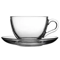 Taza y Plato de Vidrio Basic de 8 Onzas / 238 Mililitros PASABAHCE 97948