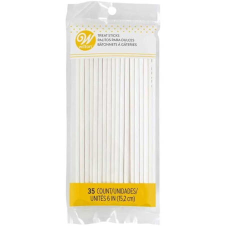 Palitos para Pops Color Blanco de 6 Pulgadas, 35 Unidades WILTON 1912-1007