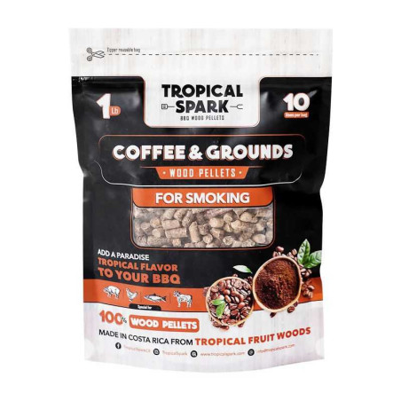 Pellets para BBQ de Madera a Sabor a Cafe y Grano de 1 Libra TROPICAL SPARK 0798190200354