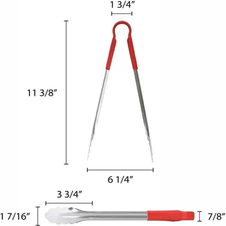 Pinza de Acero Inoxidable de 12 Pulgadas, Color Rojo THUNDER SLTG812R