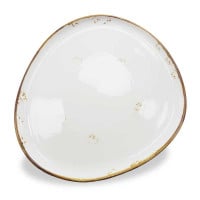 Plato Triangular de Porcelana Blanco con Borde Dorado11 Pulgadas ARNI C1410-SC01