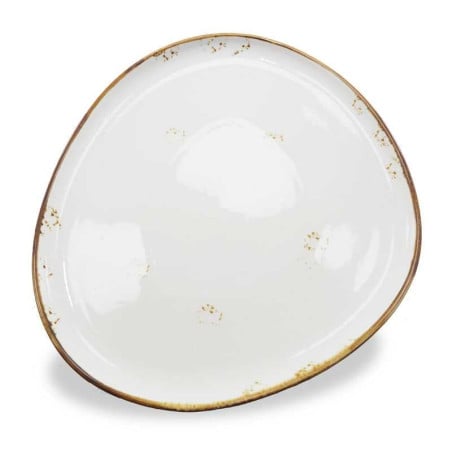 Plato Triangular de Porcelana Blanco con Borde Dorado11 Pulgadas ARNI C1410-SC01