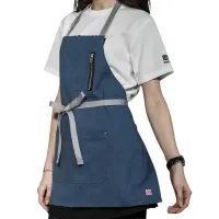 Delantal Peto Corto de Color Azul de 3 Bolsillos CHECKEDOUT CU335S048022U4