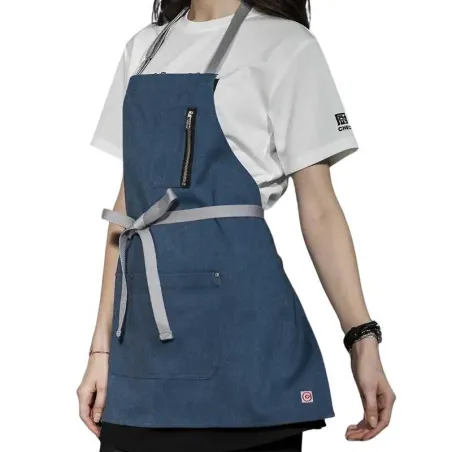 Delantal Peto Corto de Color Azul de 3 Bolsillos CHECKEDOUT CU335S048022U4
