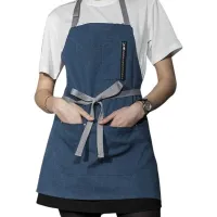 Delantal Peto Corto de Color Azul de 3 Bolsillos CHECKEDOUT CU335S048022U4 2