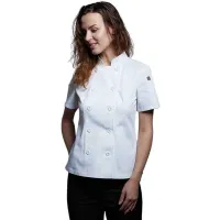 Gabacha Cruzada para Mujer de Manga Corta de Color Blanco Talla S CHECKEDOUT CW104D0200A-S 2