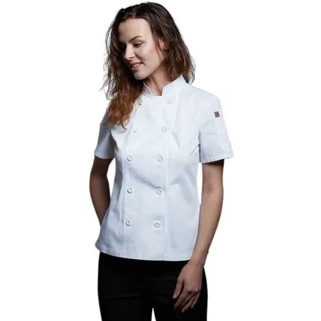 Gabacha Cruzada para Mujer de Manga Corta de Color Blanco Talla S CHECKEDOUT CW104D0200A-S