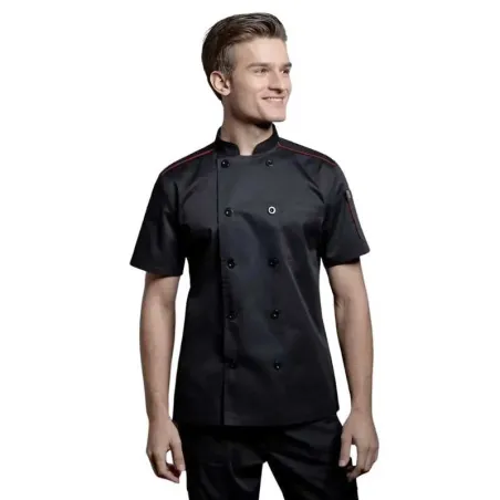 Gabacha de Manga Corta de Color Negro con Rojo Talla M CHECKEDOUT CU104D0104E-M