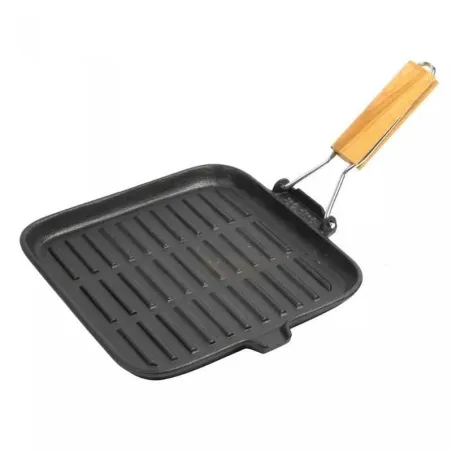 Sarten Cuadrado Hierro Fundido con Mango de Madera Plegable MASTER CHEF PHFM-20
