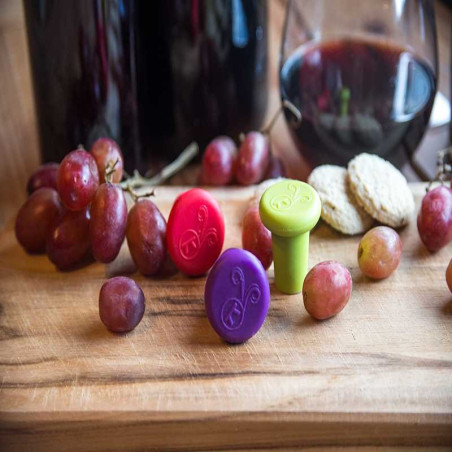 Tapon de Silicon para Botella de Vino, Paquete de 4 Unidades de Colores Surtidos FOX RUN BRANDS B229
