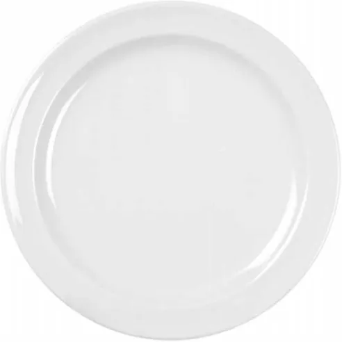 Plato Redondo de Melamina de Borde Ancho de 9 Pulgadas de Color Blanco MASTER CHEF 209-WHITE