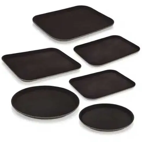 Azafate Rectangular Antideslizante de Fibra de Vidrio de 12 x 16 Pulgadas, Color Cafe MASTER CHEF JW-R1216PBR