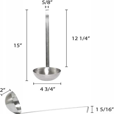 Cucharon de Acero Inoxidable de 2 Piezas, Capacidad de 12 Onzas THUNDER SLTL009