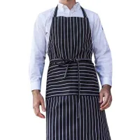 Delantal de Cocina de Lazo Largo, Ajustable con dos bolsillos, Color Negro con Rayas Blancas CHECKEDOUT CU305S8600H