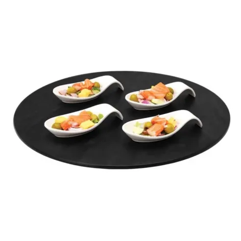 Bandeja Redonda de Color Negro con Textura de 43 Centimetros MASTER CHEF B604