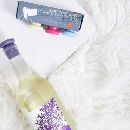 Tapon de Silicon para Botella de Vino, Paquete de 4 Unidades de Colores Surtidos FOX RUN BRANDS B229