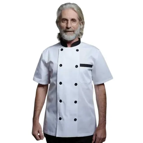 Gabacha Chef Blanca, Manga Corta Doble Botonadura Clasica, Talla 2XL CHECKEDOUT CU104D0201E1-2XL