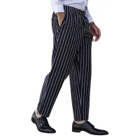 Pantalon con Rayas Blancas, Talla XL, Color Negro  CHECKEDOUT CU202C8600H-XL