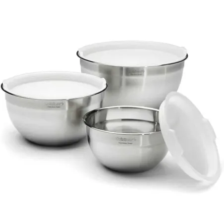 Bowl Mezclador de Acero Inoxidable con Tapas, Set de 3 Unidades CUISINART CTG-00-SMB