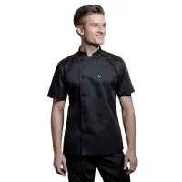 Gabacha Negra con Vivo de Color Vino de Manga Corta de Talla 2XL CHECKEDOUT CU104D0104E-2XL 2