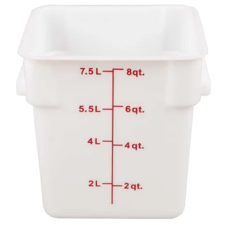 Contenedor Cuadrado de Polipropileno de 8 Cuartos, Color Blanco THUNDER PLSFT008PP