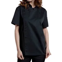 Gabacha Cruzada de Manga Corta de Color Negro Talla L CHECKEDOUT CU1107D0100A-L