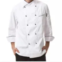Gabacha de Chef, Color Blanca Manga Larga Con Cuello Cruzado, Talla XL CHECKEDOUT CU102C0201C-XL