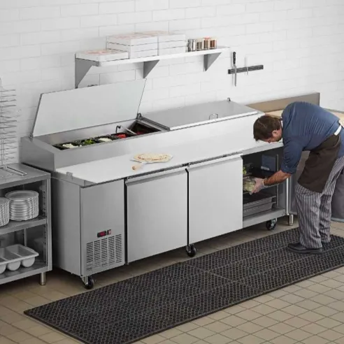 Mesa Refrigerada para Preparacion de Pizza de Acero Inoxidable 3 Puertas 93 Pulgadas U-STAR PICL3-E-HC