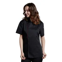 Gabacha Ejecutiva de Manga Corta de Color Negro con Borde Vino Talla M CHECKEDOUT CU110D0104E-M