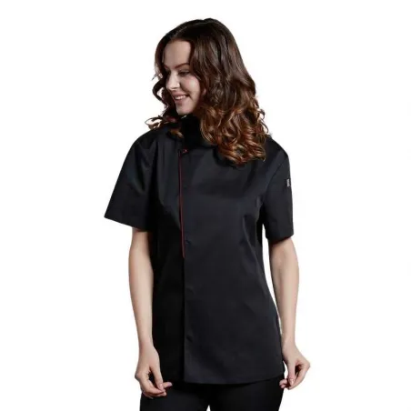 Gabacha Ejecutiva de Manga Corta de Color Negro con Borde Vino Talla M CHECKEDOUT CU110D0104E-M