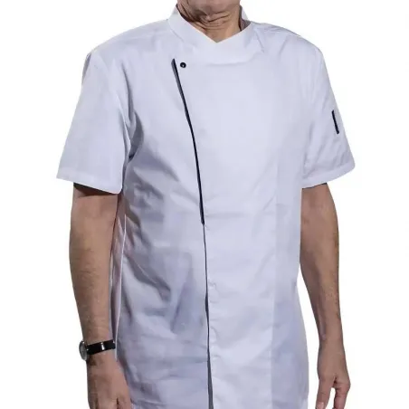 Gabacha Ejecutiva de Manga Corta de Color Blanco con Borde Negro Talla S CHECKEDOUT CU110D0201E-S