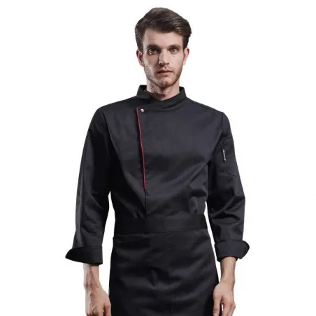 Gabacha Ejecutiva de Manga Larga de Color Negro con Borde Vino Talla M CHECKEDOUT CU110C0104A-M