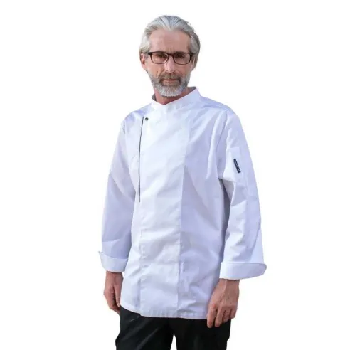 Gabacha Ejecutiva de Manga Larga de Color Blanca con Borde Negro Talla S CHECKEDOUT CU110C0201A-S