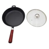 Sarten Redondo de Hierro Fundido con Tapa de Vidrio 15.75 x 10 Pulgadas MASTER CHEF CISGL-26 2
