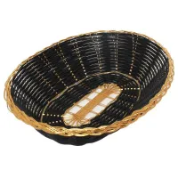 Canasta Ovalada de Mimbre de 9-1/4 x 7 x 2 1/4 Pulgadas de Color Negro THUNDER PLBB900G