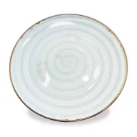 Plato Redondo de Porcelana con Borde Gris con Dorado 8 Pulgadas ARNI CS0023-SC02