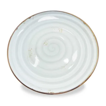 Plato Redondo de Porcelana con Borde Gris con Dorado 8 Pulgadas ARNI CS0023-SC02