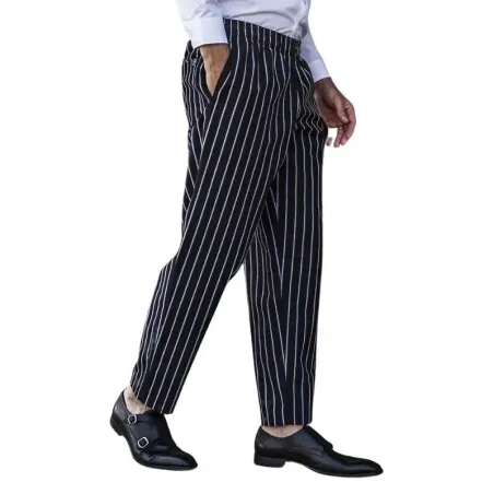 Pantalon de Color Negro con Rayas Blancas 122 Talla M CHECKEDOUT CU202C8600H-M