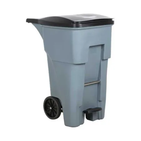 Basurero Rollout de 65 Galones con 2 Ruedas y Pedal, Color Gris  RUBBERMAID 1971968