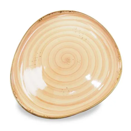 Plato Triangular Coupe de Porcelana Cafe con Borde Dorado 11 Pulgadas ARNI C1410-SC04