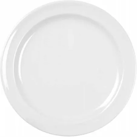 Plato Redondo de Melamina de Borde Ancho de 10 Pulgadas de Color Blanco MASTER CHEF 210-WHITE