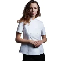 Gabacha Cruzada para Mujer de Manga Corta de Color Blanco Talla S CHECKEDOUT CW104D0200A-S