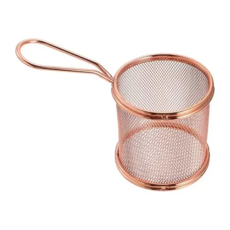 Canasta de Mini Snacks Redondo de Acero Inoxidable de 9 Centimetros de Color Oro Rosa TIPS TCW-022