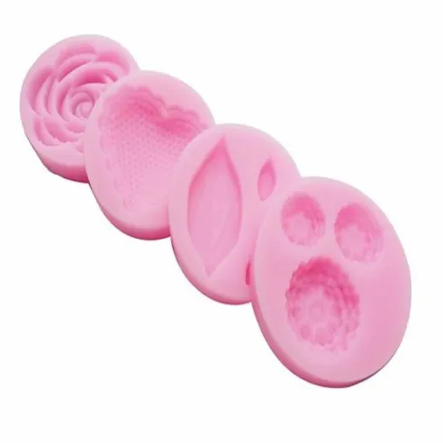 Molde de Silicon para Fondant de Rosa, Set de 4 Piezas TIPS B236