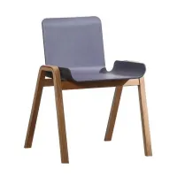 Silla con  Asiento de Plastico con Patas de Madera Natural de Color Gris URBAN COMFORT 9900117