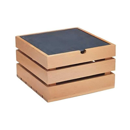 Base Exhibidora Cuadrada de Madera de 25 x 25 x 15 Centimetros MASTER CHEF 6096-3S