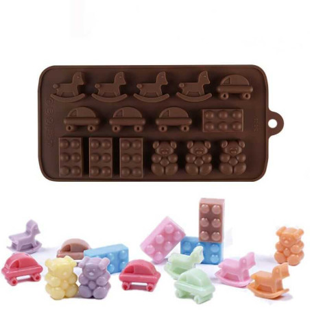 Molde de Silicon de Figuras Surtidas de Baby Shower de 15 Cavidades TIPS RRA02-129