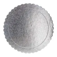 Base de Carton Redondo Ondulado de 20 Centimetros de Color Plateado, Paquete de 5 Unidades TIPS DGD035S